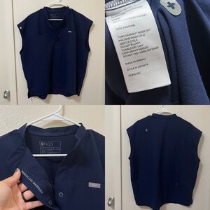 •FIGS• One Pocket Navy Blue Scrub Top One Snap Button